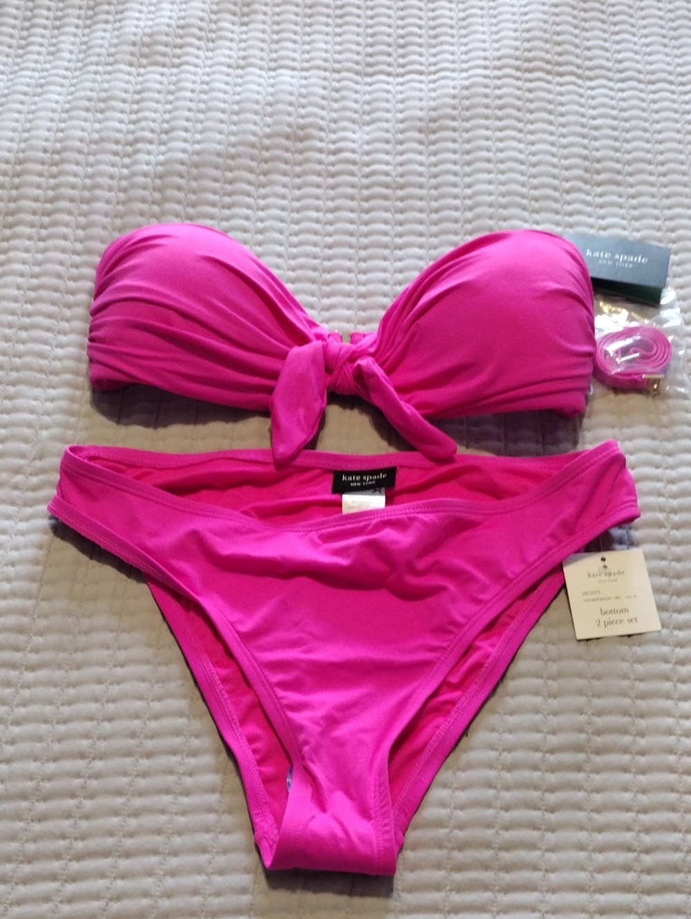 kate spade Bright Fuchsia Tie-Front Bandeau Bikini
